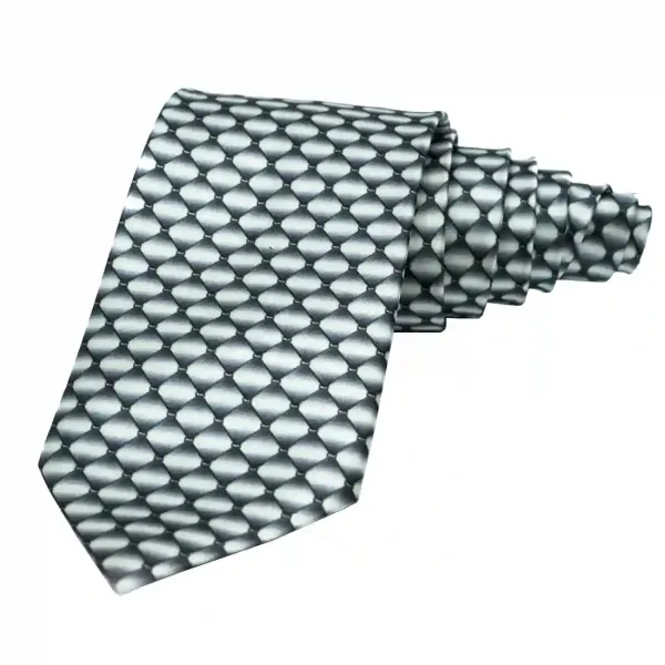 grey geometric pattern silk finish necktie for men – elegant formal accessory