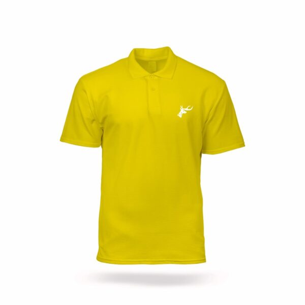 Customized Yellow Polo T-Shirt Front View – PC Matty Fabric with Logo Placement Option