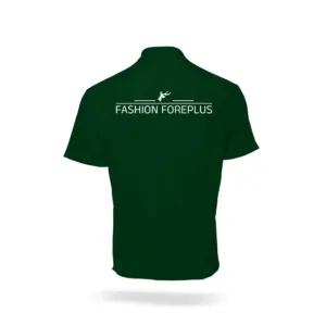 Custom Dark Green Polo T-Shirt Back View – PC Matty Fabric with Logo Placement Option