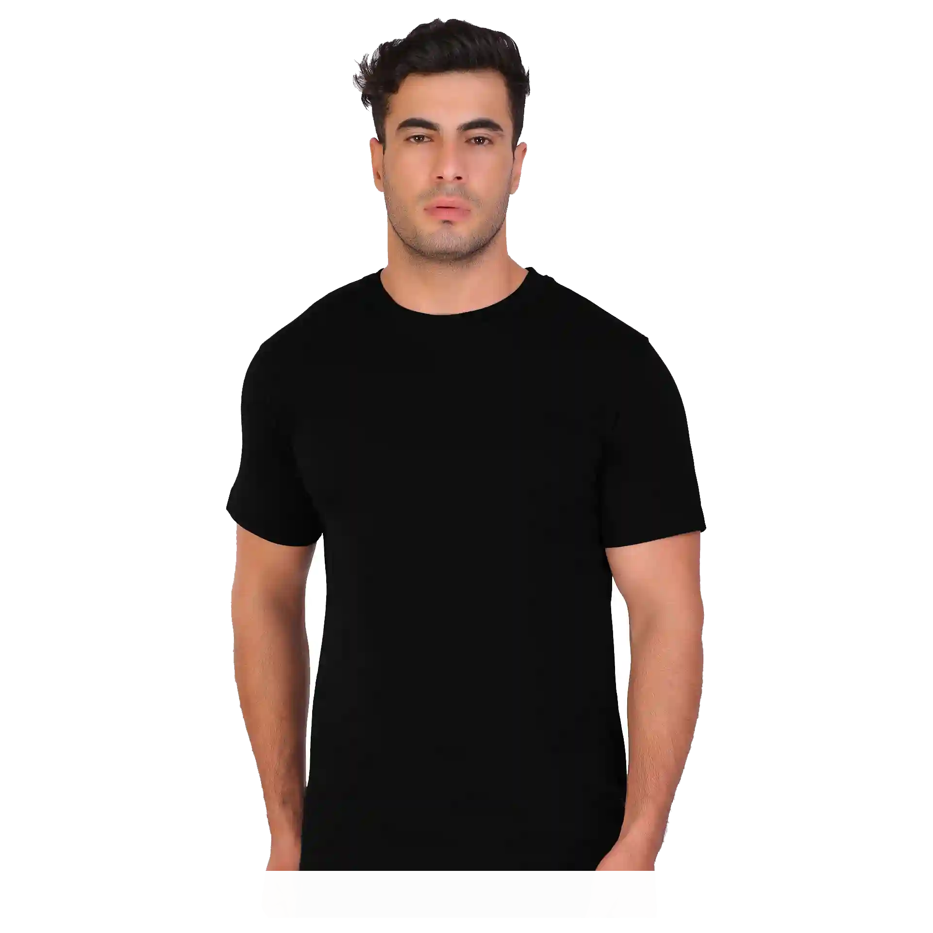 Round neck t shirt black fashion foreplus