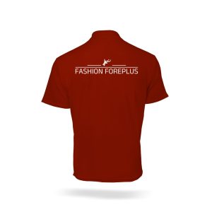 Customized red polo T-shirt with cotton-blended PC Matty fabric and personalized chest and back print - back