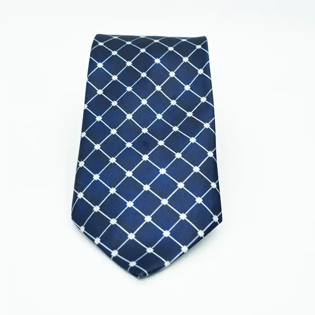 Navy Blue Formal Tie with White Geometric Design Elegant Business Necktie in Navy Blue