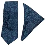 Navy Blue Designer Tie with Pocket Square