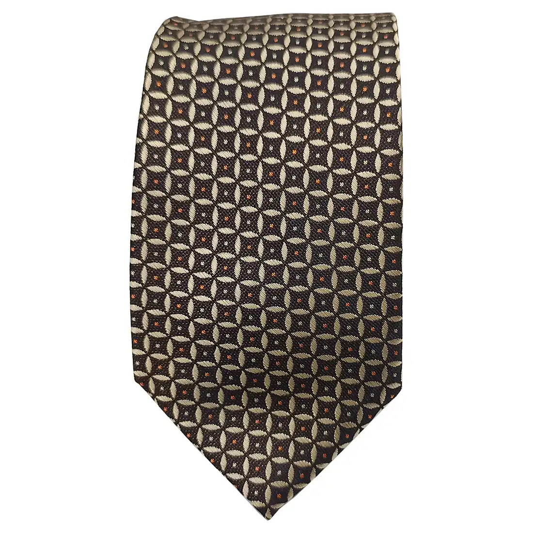 Premium Brown Geometric Self Woven Tie