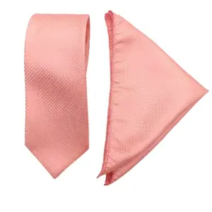 Premium Peach Pink Self Woven Tie for Men