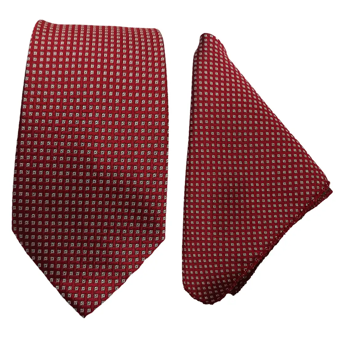 Luxury Maroon Formal Tie with Pocket Square
