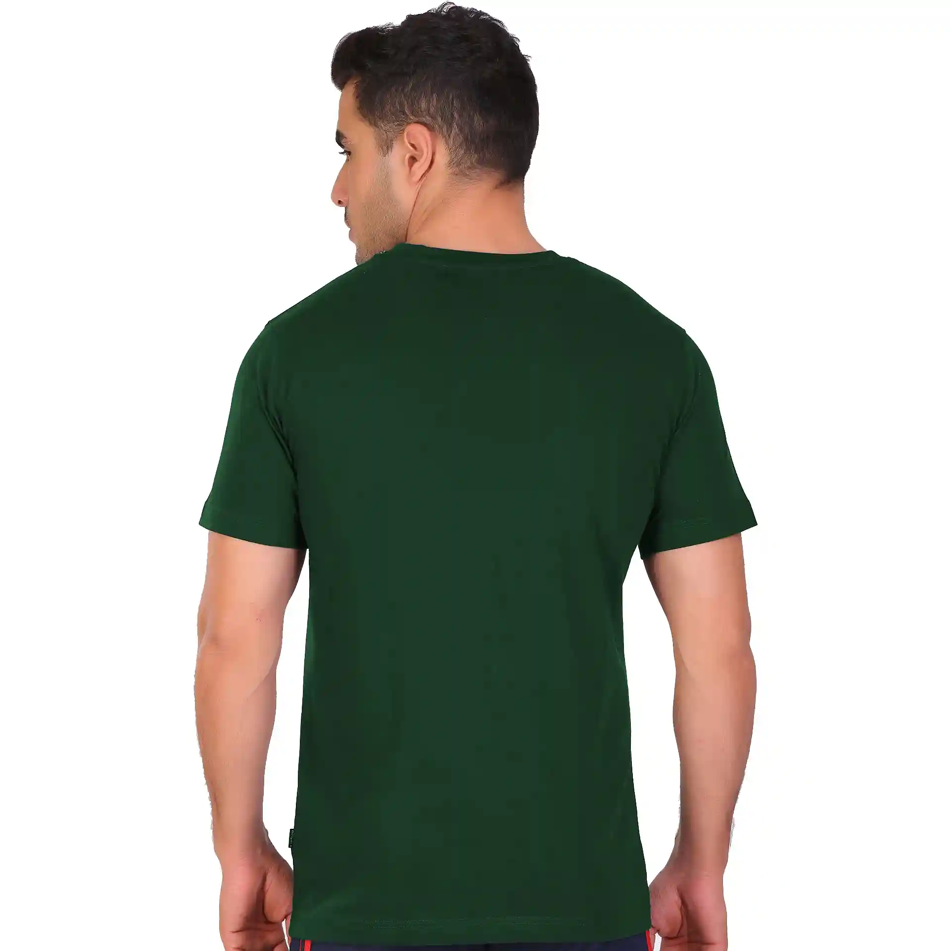 Men's Forest Green Polyester T-Shirt Back View