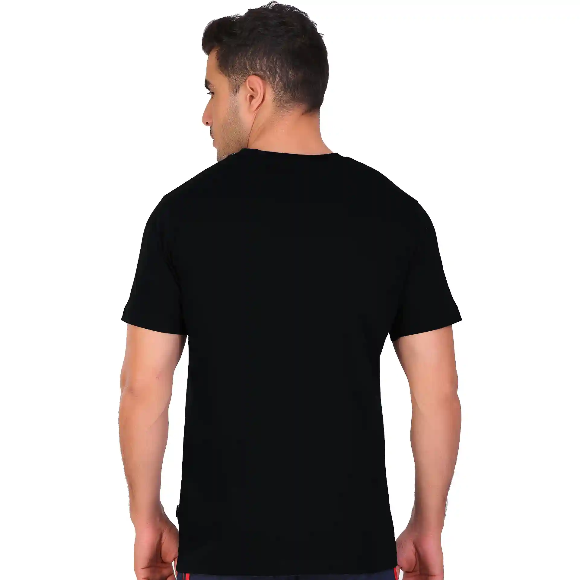 Men's Black Polyester T-Shirt Back View