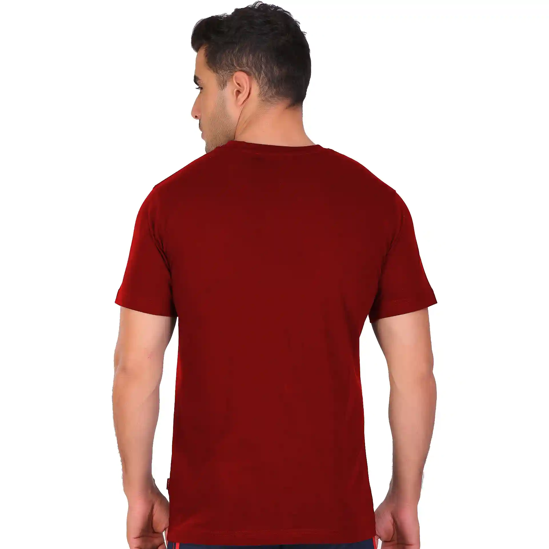 Men's red Polyester T-Shirt Back View