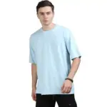 Men's Sky Blue Oversized Plain Round Neck Half Sleeve T-Shirt Front View