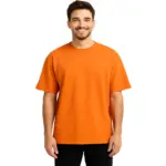 Men's Oversized Orange Pure Cotton T-Shirt Front View