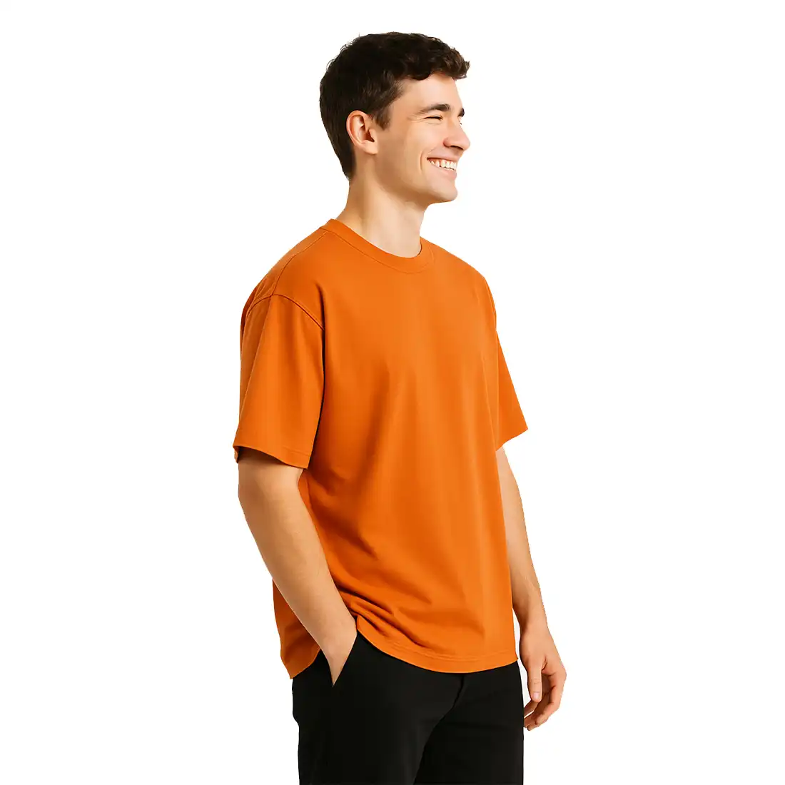 Men's Drop Shoulder Orange Streetwear T-Shirt