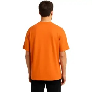 Back View of Men's Solid Orange Oversized T-Shirt